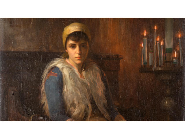 Th&#233;odore Jacques Ralli (Greek, 1852-1909) An offertory candle 56 x 38 cm.