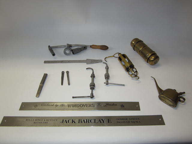 Assorted Rolls-Royce tools and accessories,