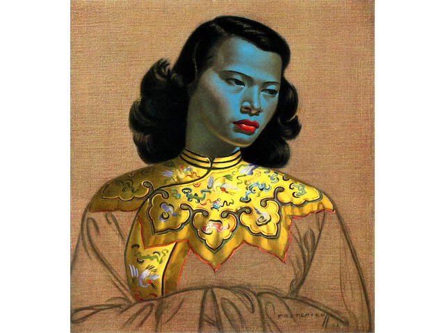 Vladimir Griegorovich Tretchikoff (South African, 1913-2006) Chinese Girl, oil, 30 x 26 in, framed.