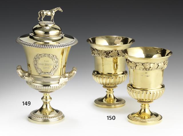 A George III silver-gilt two-handled cup and associated cover cup by Paul Storr, London 1813, cover part marked and by Benjamin Preston, 1835
