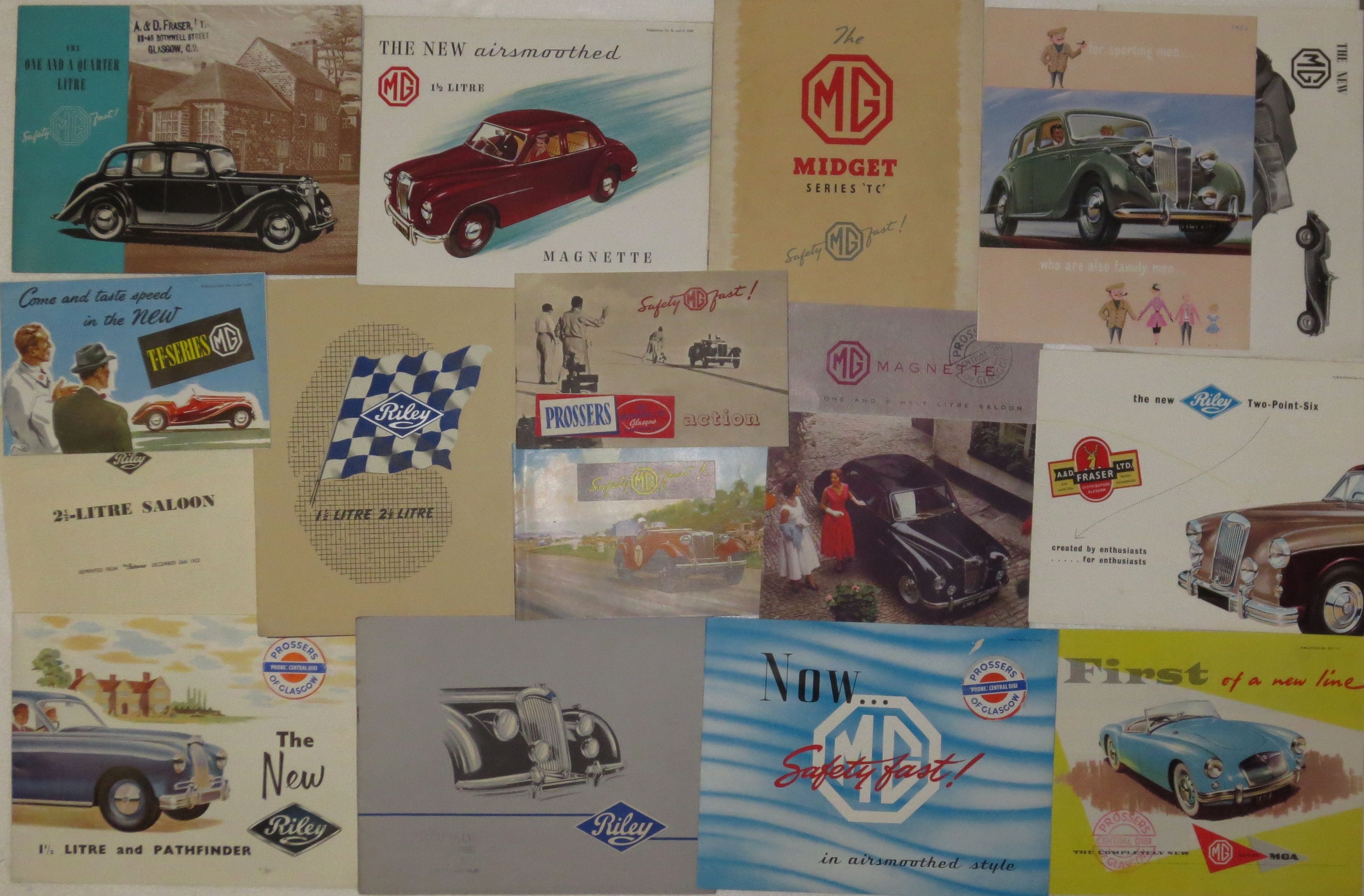 Mg Riley Bonhams Cars : Assorted sales brochures for MG and Riley,