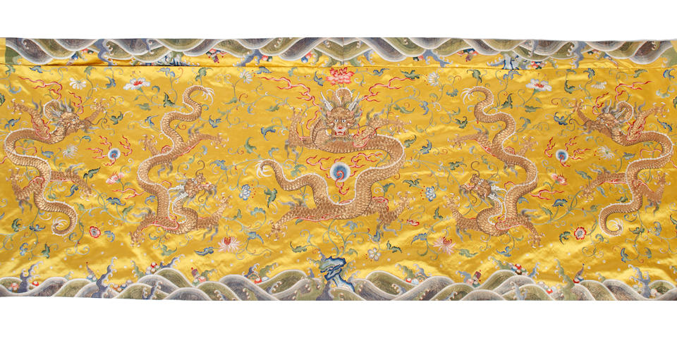 A Chinese embroidered dragon panel