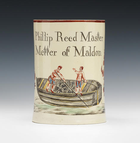 A creamware mug, circa 1770-80