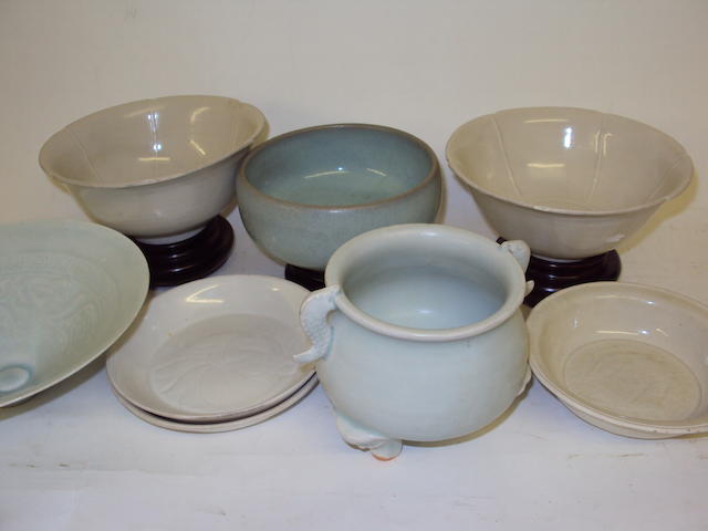 A collection of glazed Chinese bowls