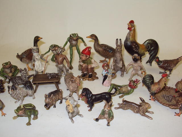 A collection of miniature bronze Vienna animals