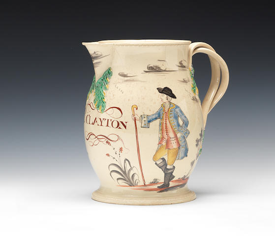 A fine creamware jug, circa 1765-75