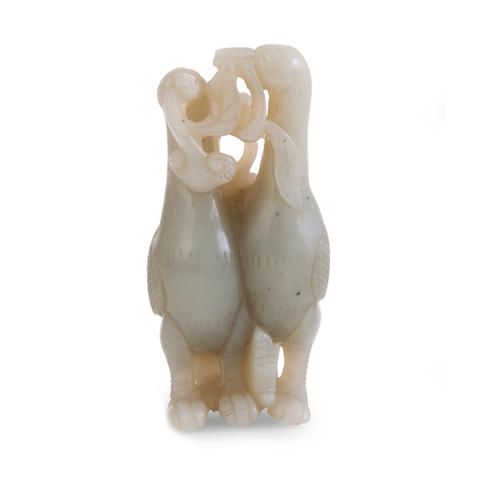 A jade standing geese group Probably Qing