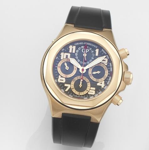 Girard Perregaux. An 18ct rose gold automatic calendar chronograph wristwatch with papersLaureato Evo 3, Ref:80180.52.212.BBEA, Case No.361, Sold 22nd December 2006