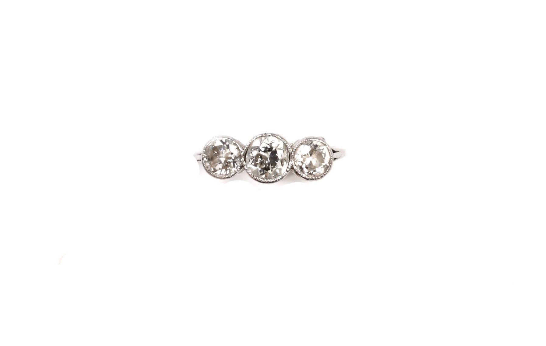 A diamond three stone ring