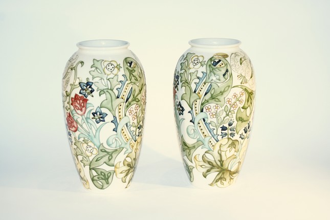 A pair of Moorcroft William Morris 'Golden Lily' design vases image 1