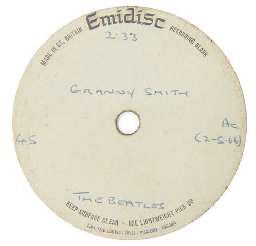 George Harrison / The Beatles: An acetate recording of 'Granny Smith' by the Beatles,