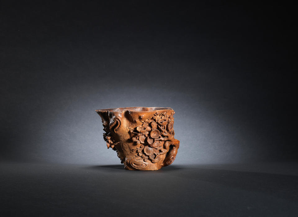 A bamboo 'plum blossom' libation cup Ming dynasty