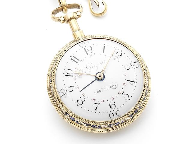 Gregson. A fine and rare late 18th century gold and enamel calendar dumb repeating pocket watchNumbered 838, Circa 1780