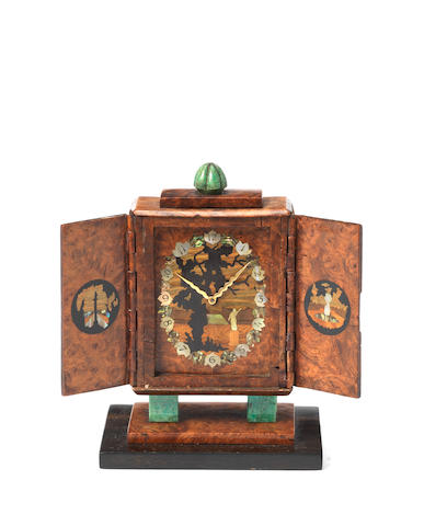 An early 20th century French marquetry boudoir timepiece Vladimir Makovsky for Black, Starr and Frost