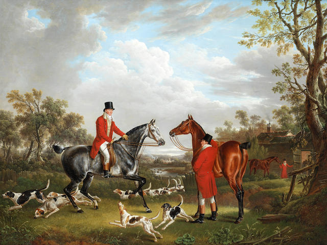 Charles Towne (British, 1763-1840) About to set out, hounds leaving kennels