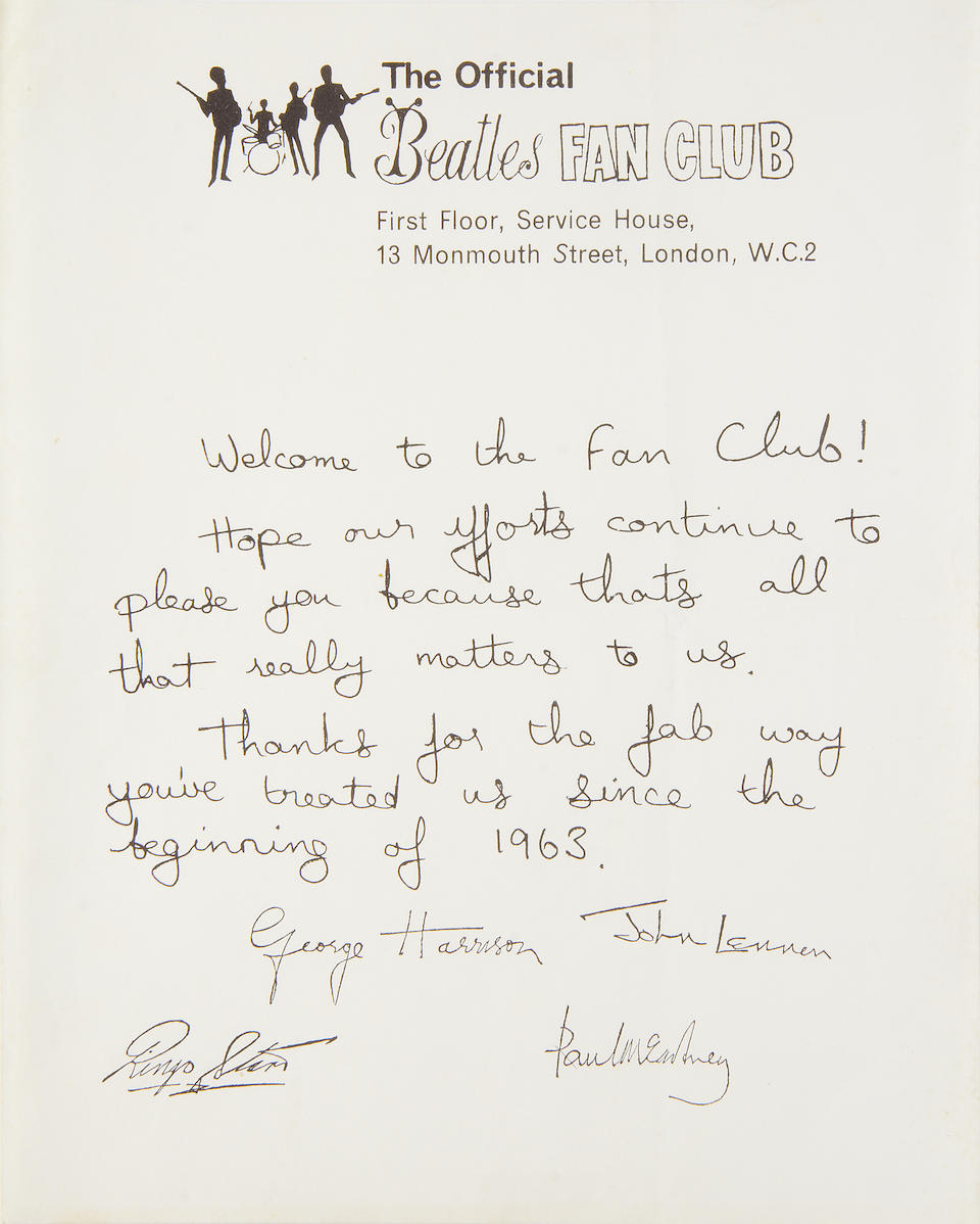 The Beatles: A collection of Beatles Fan Club material, 1960s/early 70s,