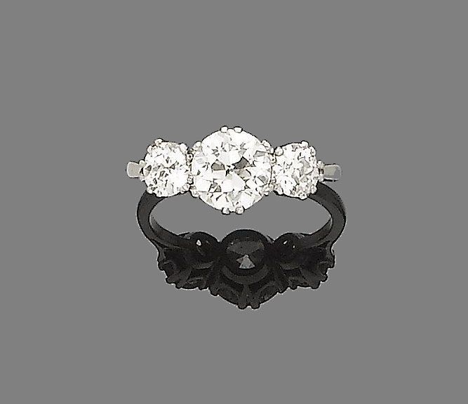 A diamond three-stone ring