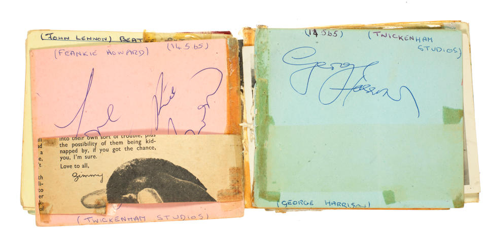 The Beatles: An autograph book signed twice by George Harrison, 1960s,