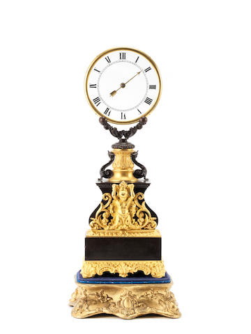 A rare mid 19th century French gilt and patinated bronze mystery clock Robert-Houdin