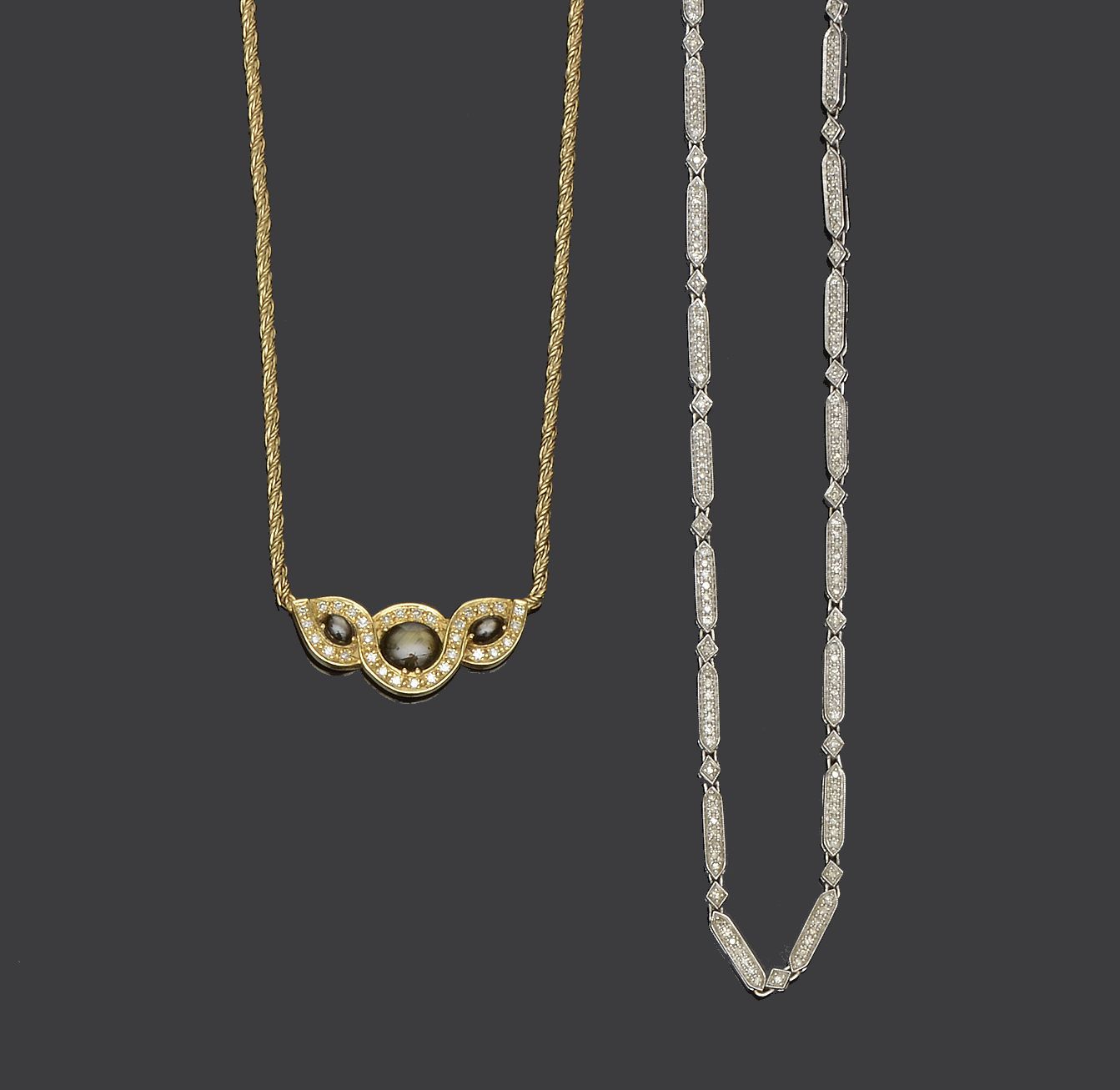 Two diamond set necklaces (2)