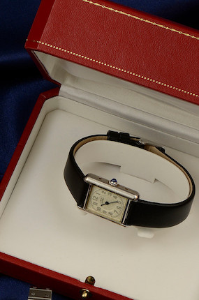 Must de Cartier A lady's silver Tank wristwatch image 1