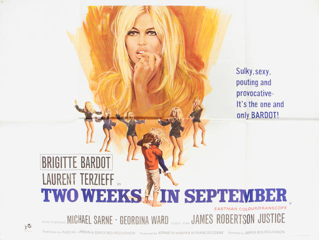 Brigitte Bardot: Three British quad posters, titles including: 3