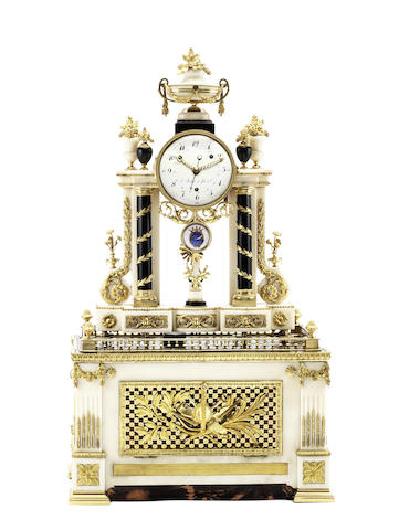 A fine and rare late 18th century grande sonnerie striking and musical mantel clock J Robert et fils et Cie