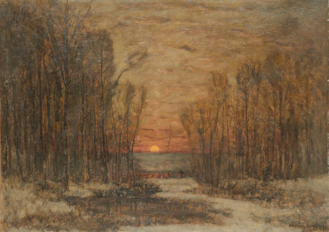 Emile-Adelard Breton (French, 1831-1902) A winter sunset