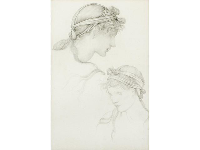 Sir Edward Coley Burne-Jones, Bt. ARA, RWS (British, 1833-1898) Studies of a girl with a headdress