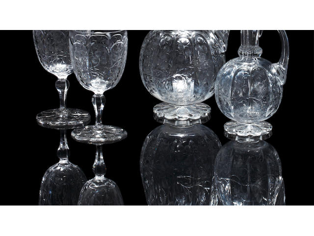 A comprehensive and impressive suite of Stourbridge 'rock crystal' glass, probably Stevens and Williams, circa 1870-80