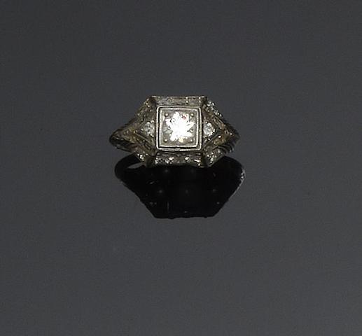 A diamond panel ring