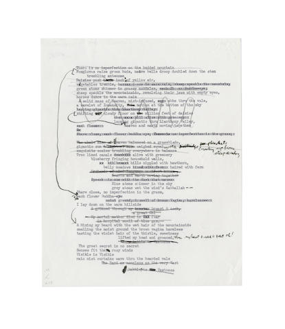 GINSBERG, ALLEN (1926-1997, American poet) AUTOGRAPH AND TYPESCRIPT 'WORKING DRAFTS OF SMALL PORTION OF WALES VISITATION', 1967