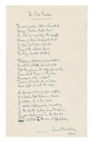 Bonhams Macneice Louis 1907 1963 Irish Poet Typescript -