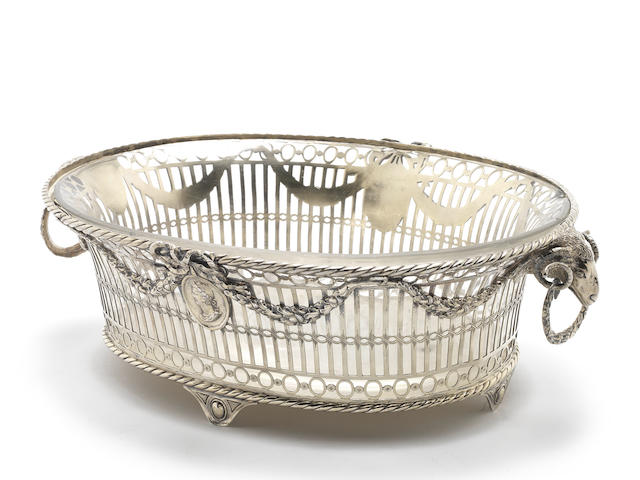 MILITARY INTEREST: A Victorian Britannia standard silver-gilt two-handled basket by Carrington & Co, London 1899