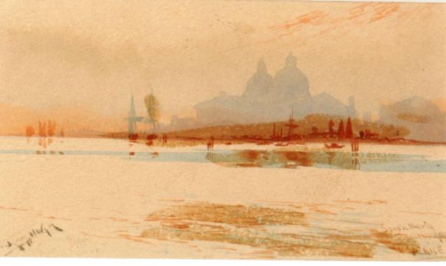 Augustus Osborne Lamplough, A.R.A., R.W.S (British, 1877-1930) Santa Maria della Salute and mist effect on the Lagoon,