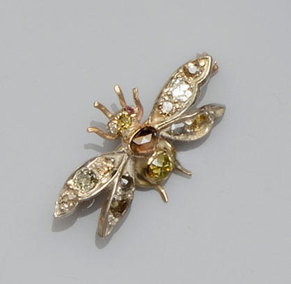 A vari-coloured diamond set insect brooch