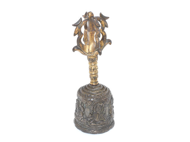 A Tibetan ritual bronze bell, ghanta