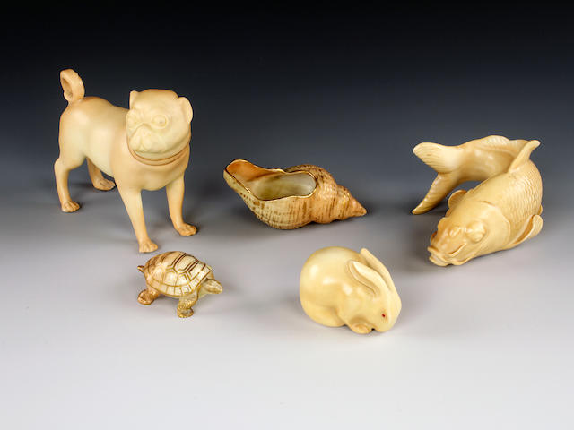 Five small Royal Worcester models in Blush Ivory, early 20th century