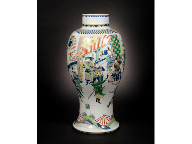 An elegant famille verte baluster vase Kangxi