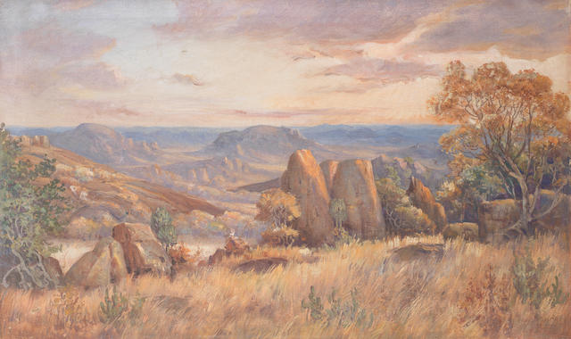 Pieter Hugo Naud&#233; (South African, 1869-1941) 'The Blue Hills of the Matappos, Rhodesia'