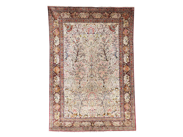 A silk Kashan carpet, Central Persia, 375cm x 263cm