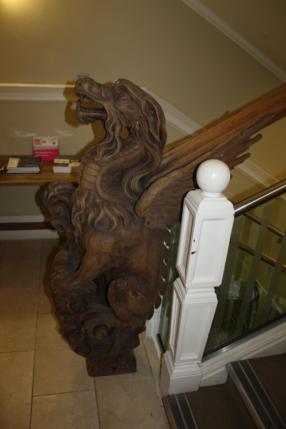 A large and impressive Victorian carved oak dragon newel postfourth quarter 19th century