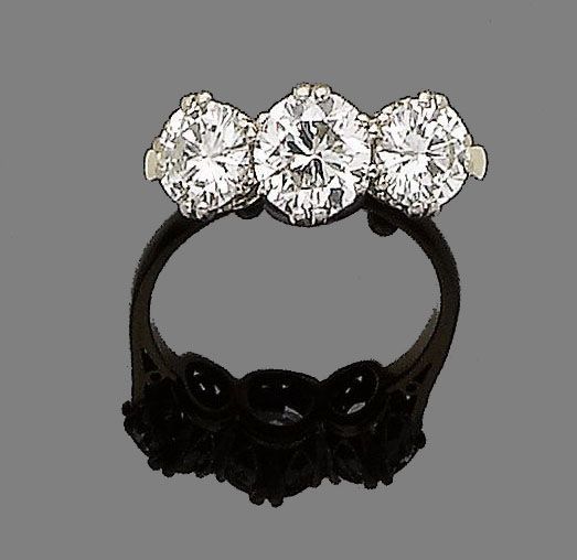 A diamond three-stone ring