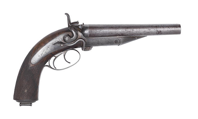 A .577 (Snider) double-barrelled hammer howdah pistol by Wilkinson & Son, no. 7008