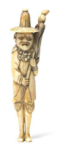An unusual ivory netsuke of a foreigner 19th century