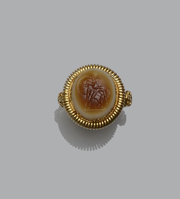 A hardstone intaglio ring