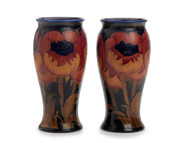 A pair of William Moorcroft 'Big Poppy' design vases Circa 1925