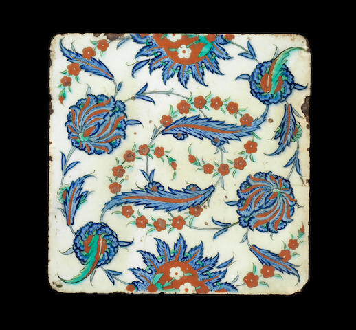 An Iznik pottery Tile Turkey, circa 1575