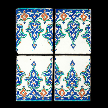 A panel of four Iznik pottery Tiles Turkey, 1575-85(4) image 1