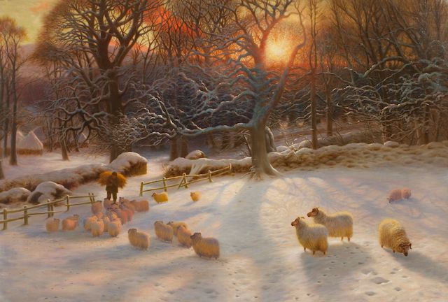 Joseph Farquharson, RA (British, 1846-1935) The Shortening Winter's Day is near a Close 82 x 119.25 cm. (32 5/16 x 46 15/16 in.) Joseph Farquharson, RA (British, 1846-1935) The Shortening Winter's Day is near a Close 82 x 119.25 cm. (32 5/16 x 46 15/16 in.)